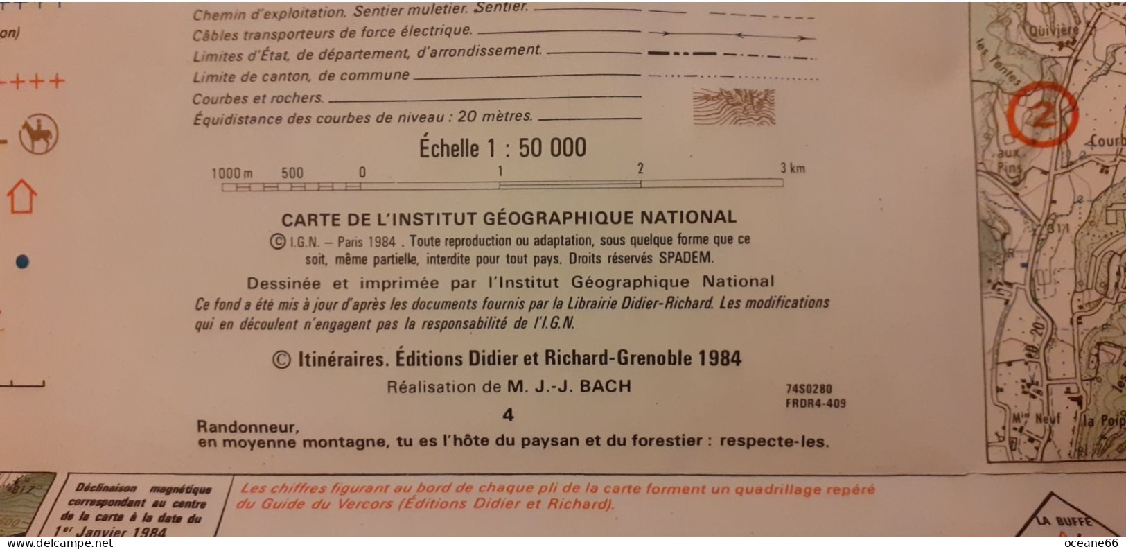 Carte Ign 12 Massif Du Vercors 1984 - Topographische Kaarten