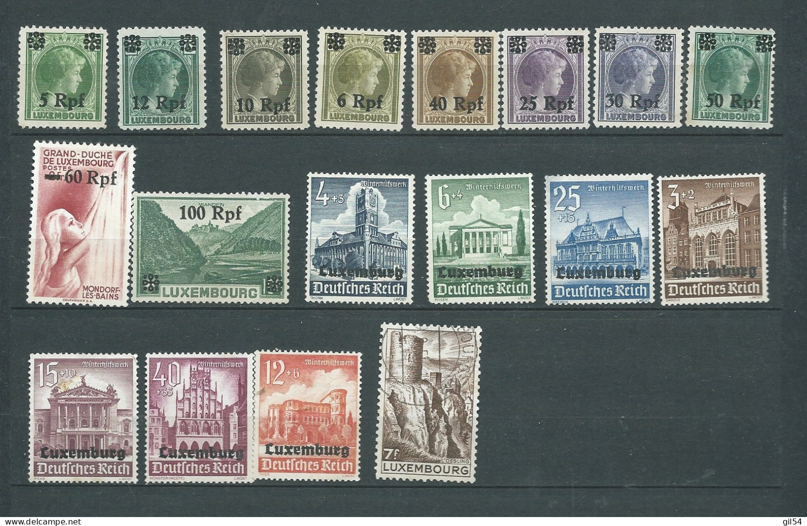 Luxembourg Lot De 18 Timbres La Plupart (*) , Periode Occupation Allemande , Cw 36101 - 1940-1944 Deutsche Besatzung