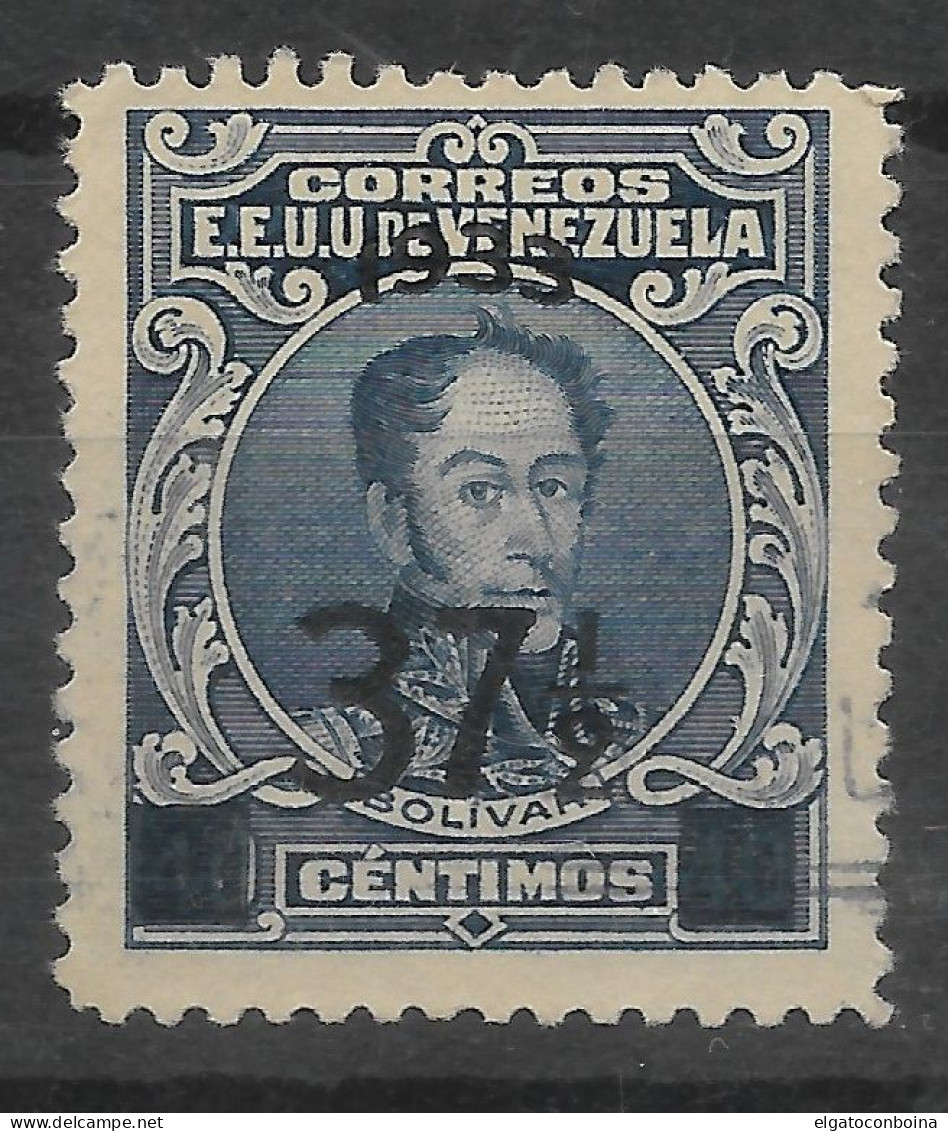 VENEZUELA 1933 BOLIVAR SURCHARGED OVERPRINT 37 1/2 SCOTT 310 MICHEL 179 MINT LH - Venezuela