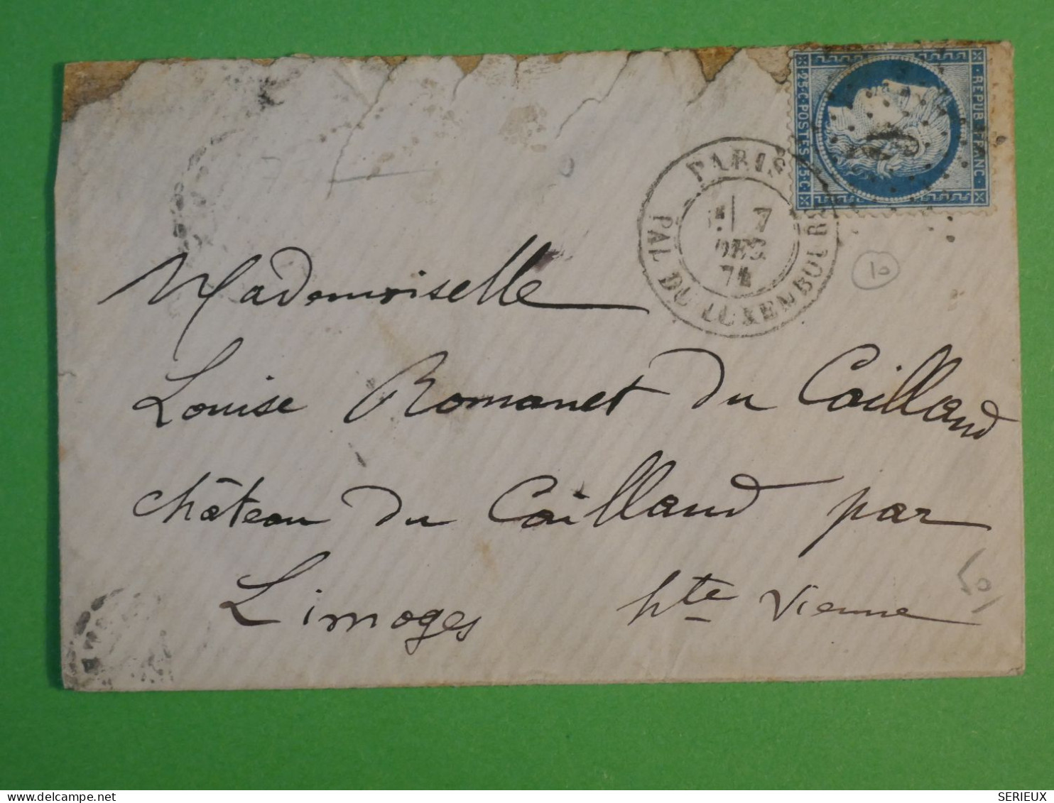 DC0  FRANCE   BELLE LETTRE   1874  ETOILE DE PARIS N°6 SUR CERES  N°60   POUR LIMOGES ++AFF. INTERESSANT++ - 1849-1876: Période Classique