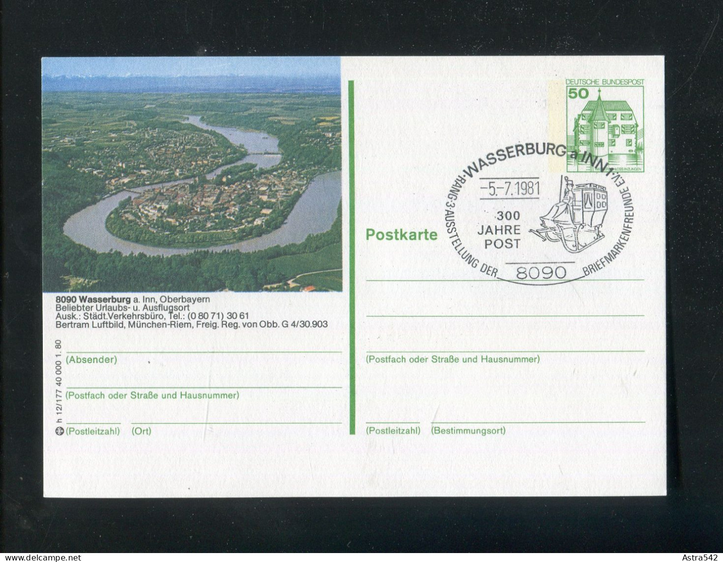 "BUNDESREPUBLIK DEUTSCHLAND" Bildpostkarte Mit Bildgleichem Stempel Ex "WASSERBURG" (4512) - Cartoline Illustrate - Usati