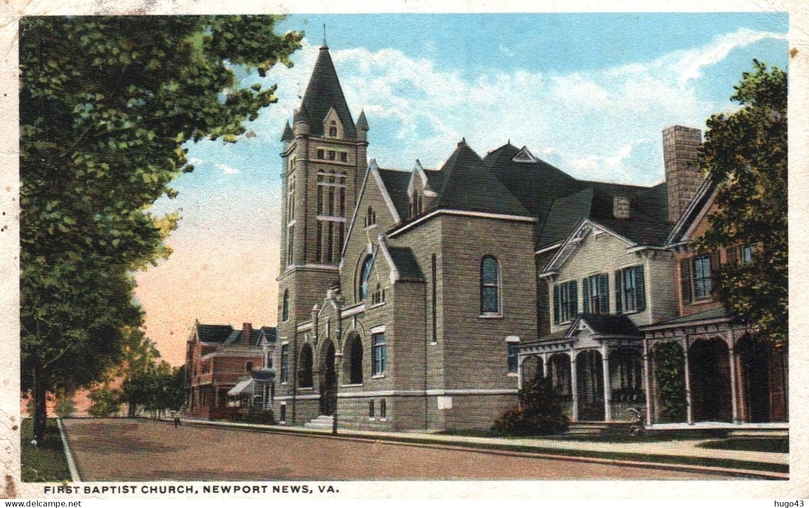 (RECT / VERSO) NEWPORT NEWS EN 1919 - FIRST BAPTIST CHURCH - BEAU TIMBRE ET CACHET - CPA - Newport News