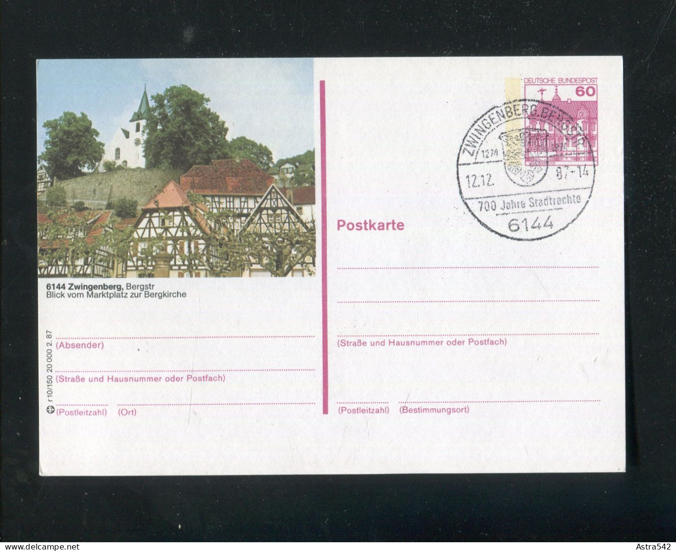 "BUNDESREPUBLIK DEUTSCHLAND" Bildpostkarte Mit Bildgleichem Stempel Ex "ZWINGENBERG" (4526) - Illustrated Postcards - Used