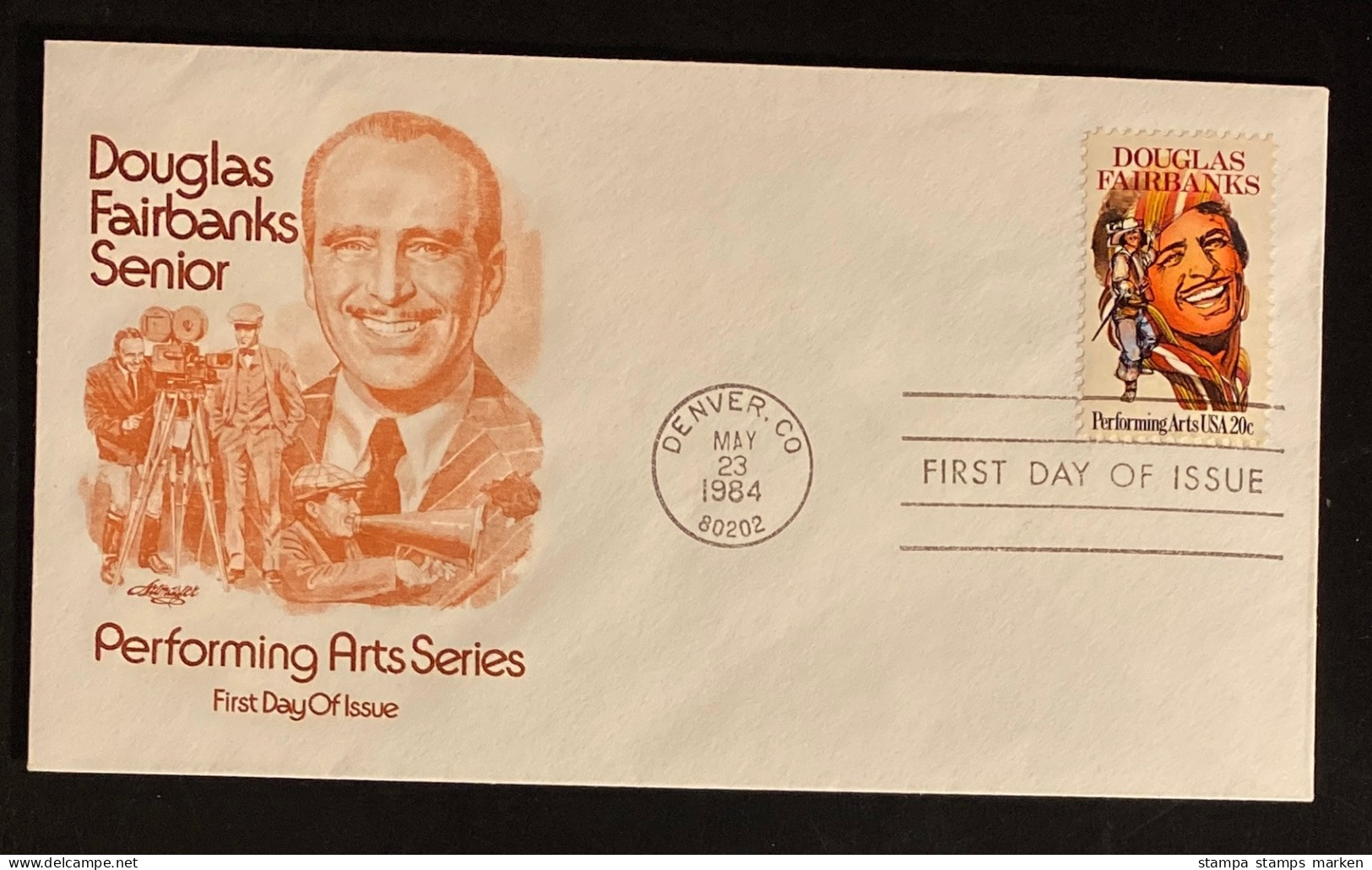USA 1984 Douglas Fairbanks Senior Sc. 2088 - Mi.1696 FDC Schmuckkuvert Gestempelt/o Denver - Covers & Documents