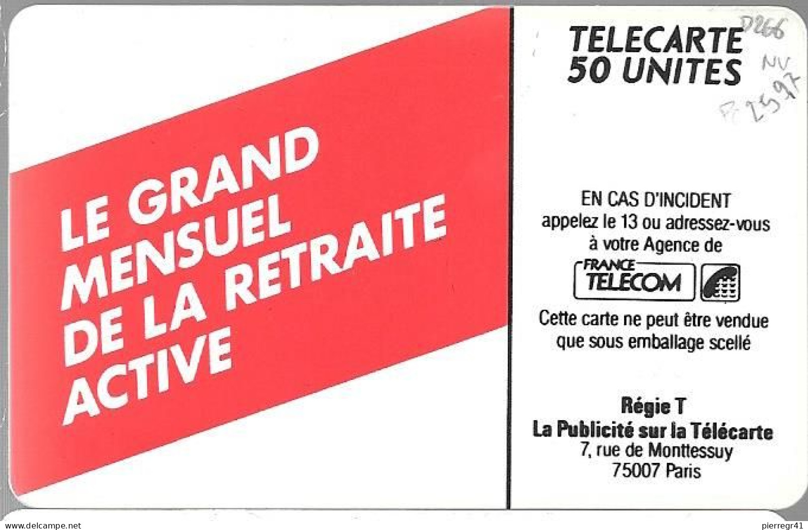 CARTE-PRIVEE-50U-SO2-D266- Le TEMPS RETROUVE N°2597-R°Mat-Neuve-TBE - Phonecards: Private Use