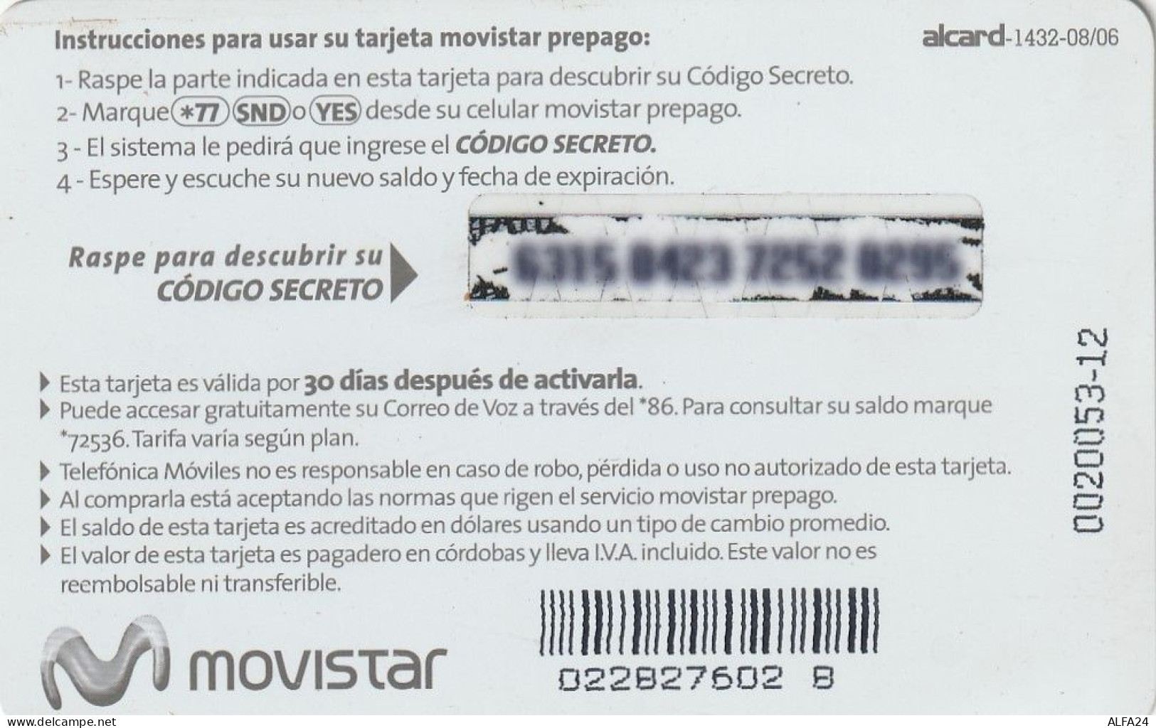 PREPAID PHONE CARD NICARAGUA  (CV324 - Nicaragua