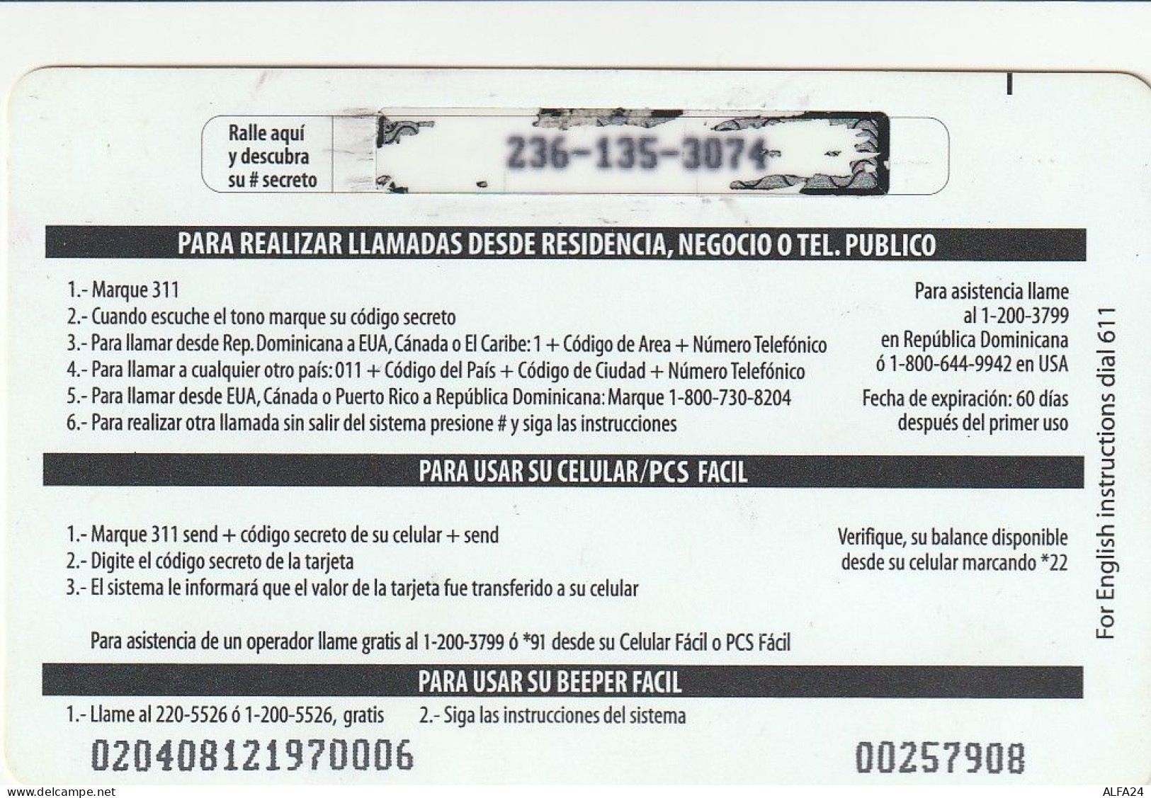 PREPAID PHONE CARD REPUBBLICA DOMINICANA  (CV274 - Dominik. Republik