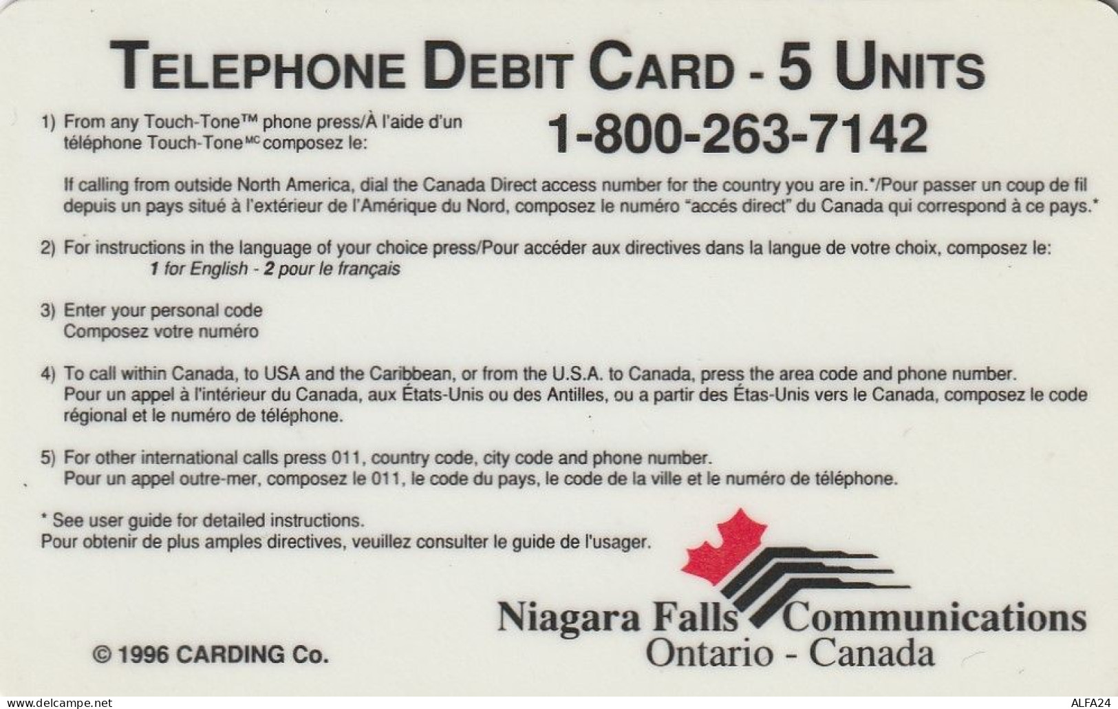 PREPAID PHONE CARD CANADA DISNEY (CV257 - Canada