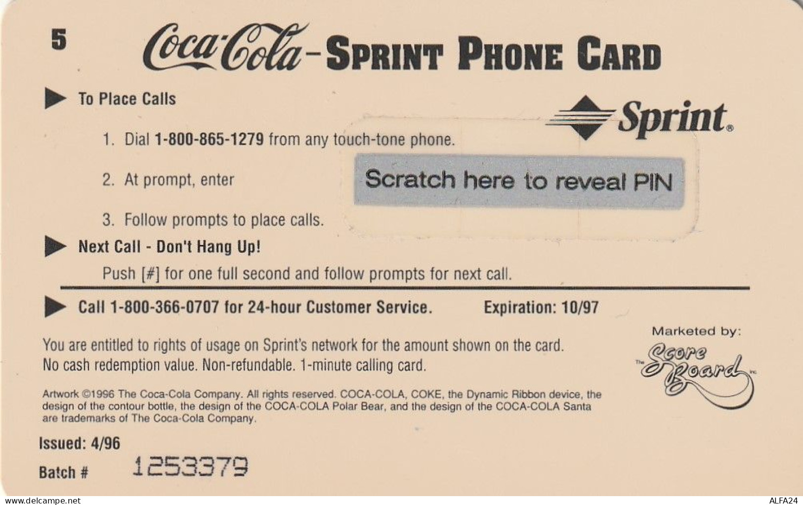 PREPAID PHONE CARD STATI UNITI SPRINT COCA COLA (CV238 - Sprint
