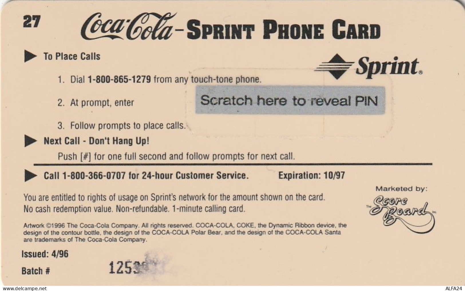 PREPAID PHONE CARD STATI UNITI SPRINT COCA COLA (CV233 - Sprint