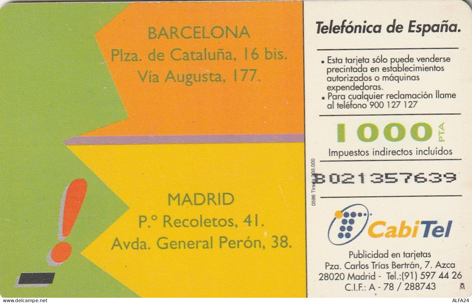 PHONE CARD SPAGNA  (CV889 - Commemorative Advertisment