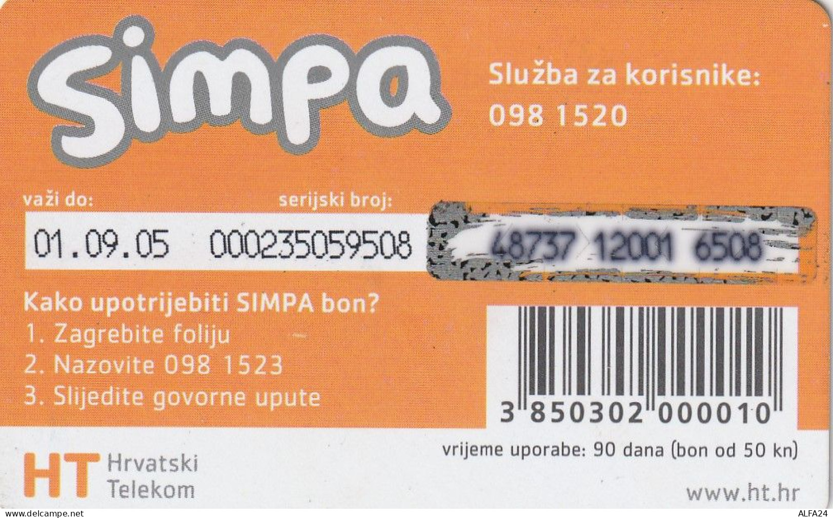 PREPAID PHONE CARD CROAZIA  (CV725 - Croatie
