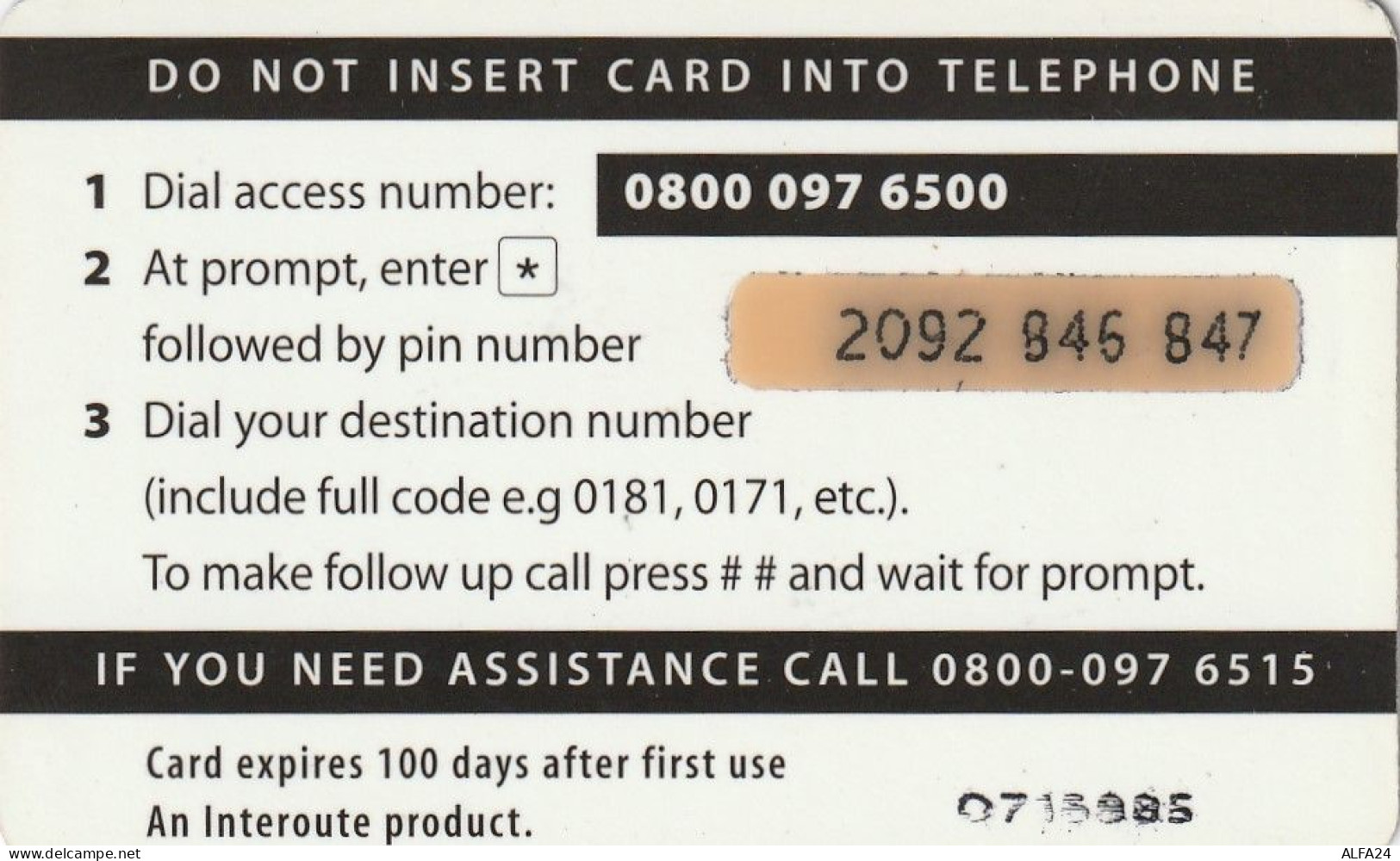 PREPAID PHONE CARD UK  (CV659 - BT Global Cards (Prepaid)