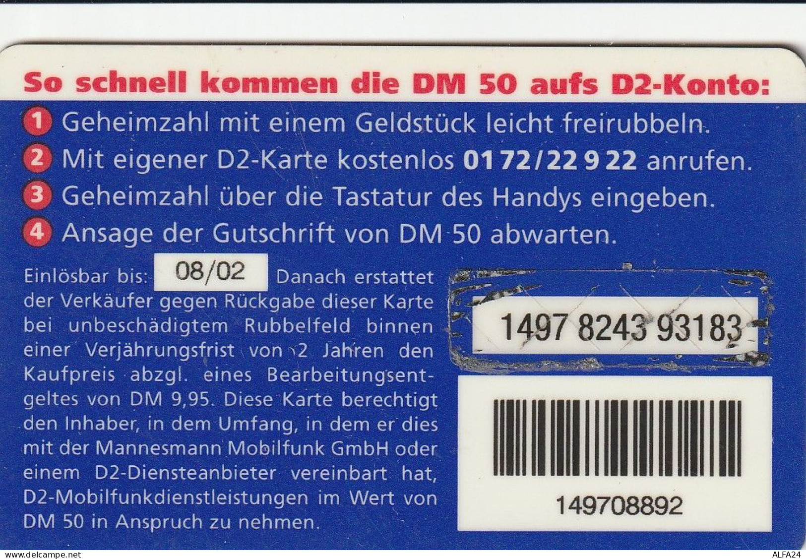 PREPAID PHONE CARD GERMANIA  (CV657 - Cellulari, Carte Prepagate E Ricariche