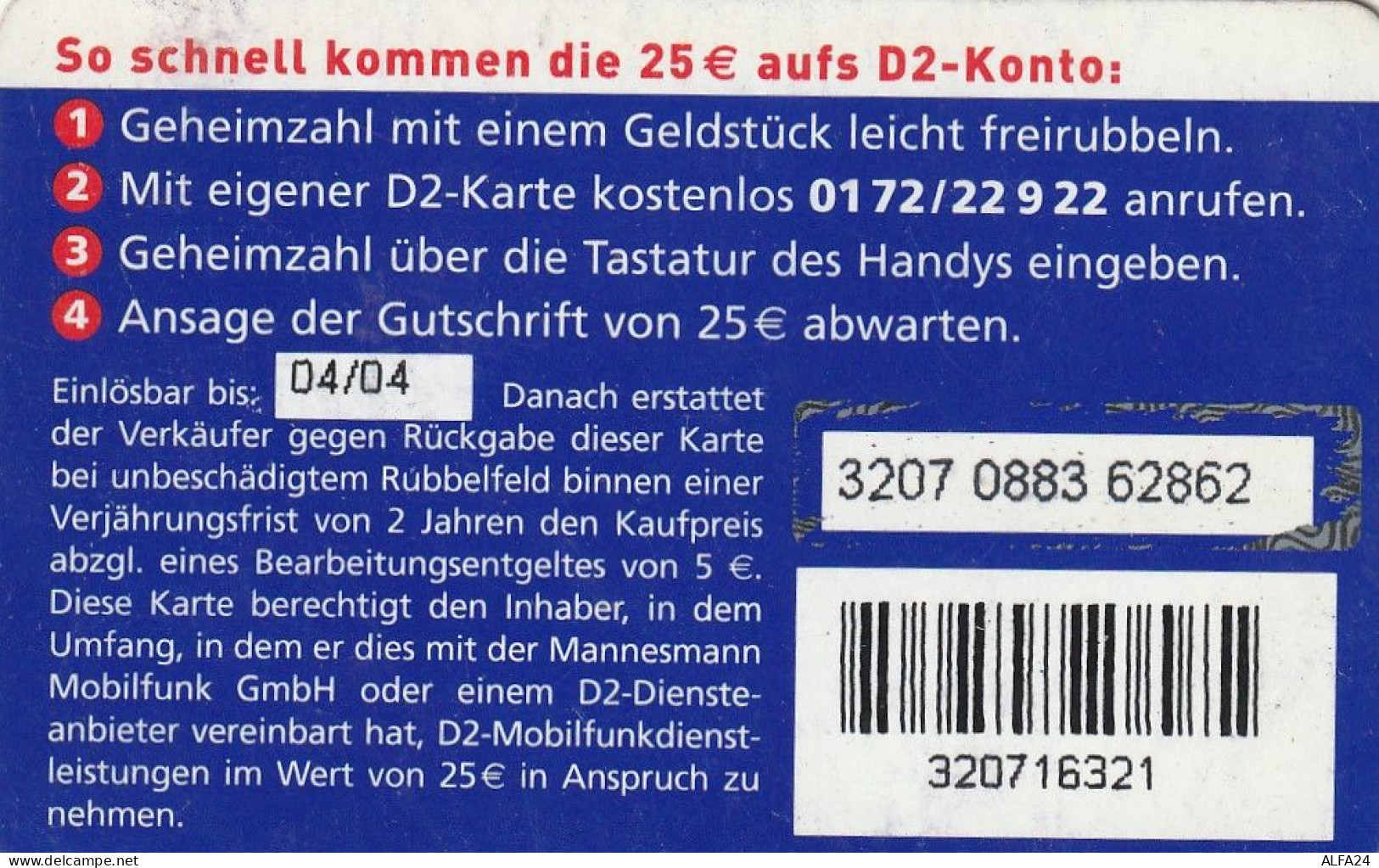 PREPAID PHONE CARD GERMANIA  (CV643 - [2] Prepaid