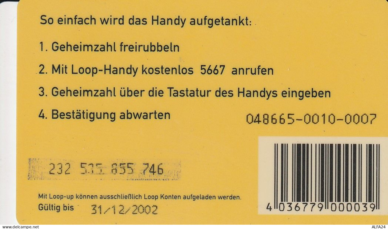 PREPAID PHONE CARD GERMANIA  (CV633 - GSM, Voorafbetaald & Herlaadbare Kaarten