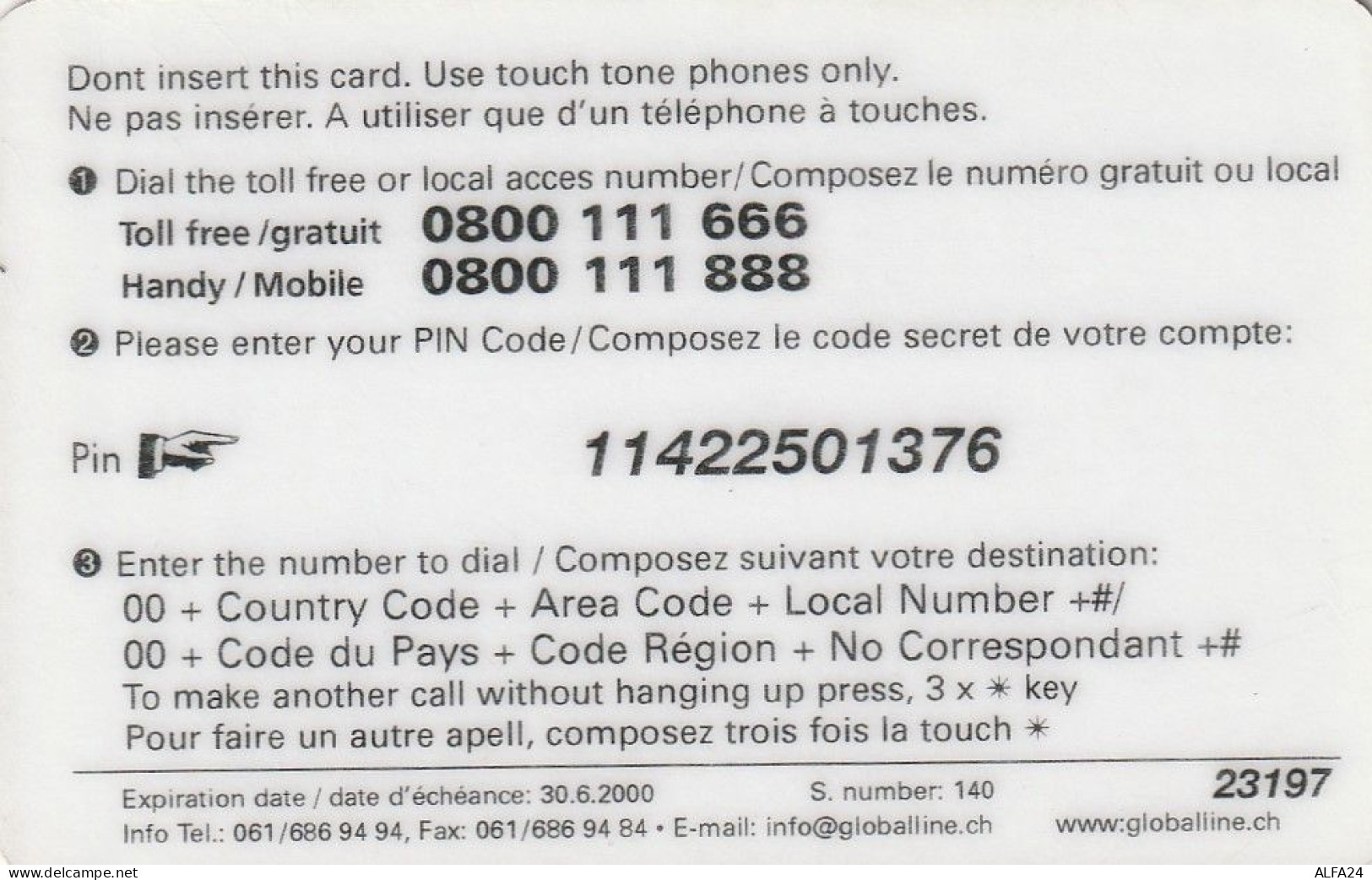 PREPAID PHONE CARD SVIZZERA  (CV637 - Suisse