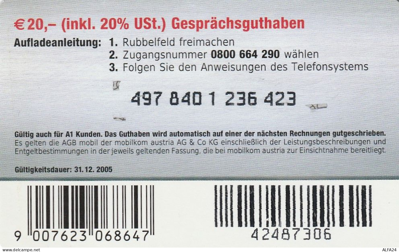 PREPAID PHONE CARD GERMANIA  (CV639 - GSM, Voorafbetaald & Herlaadbare Kaarten