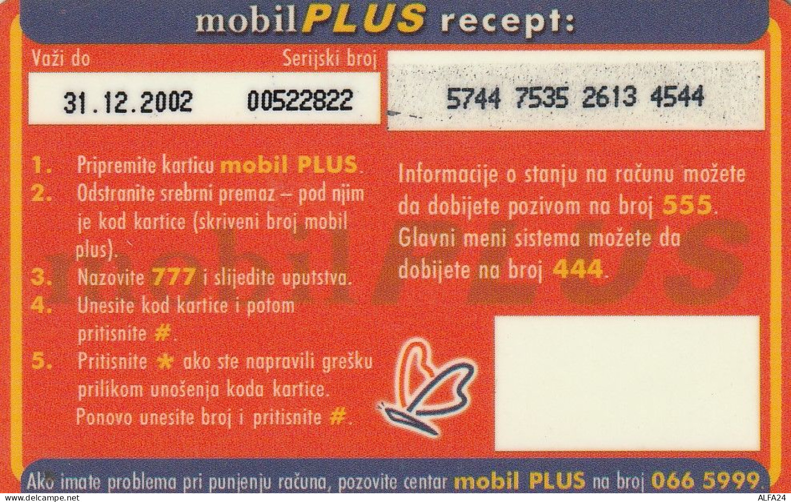 PREPAID PHONE CARD SRPSKE BOSNIA  (CV627 - Bosnië