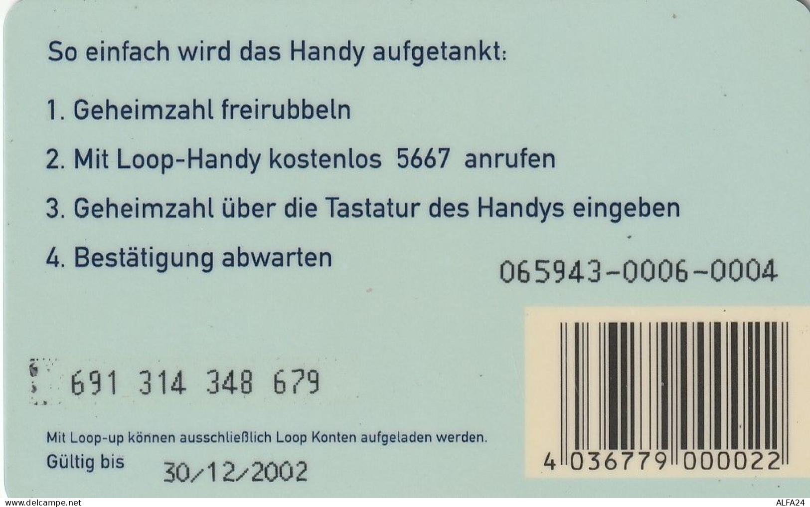 PREPAID PHONE CARD GERMANIA  (CV630 - GSM, Voorafbetaald & Herlaadbare Kaarten