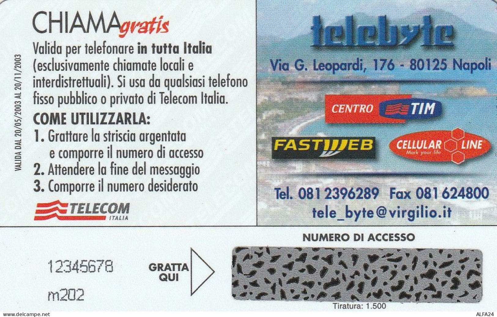 CHIAMAGRATIS MASTER/PROTOTIPO 671 TELEBYTE  (CV1613 - Private-Omaggi