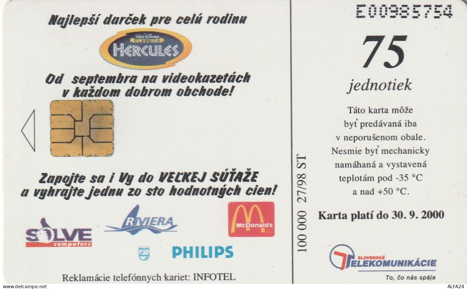 PHONE CARD SLOVACCHIA  (CV1345 - Slovaquie