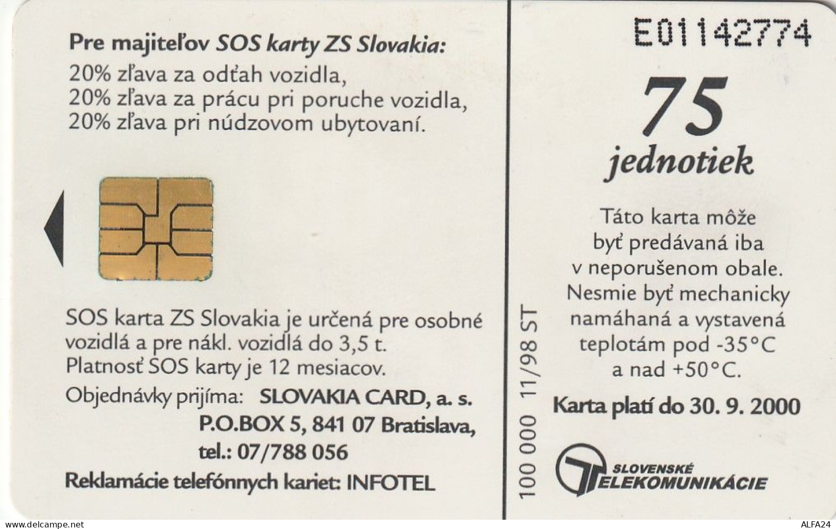 PHONE CARD SLOVACCHIA  (CV1242 - Slovaquie