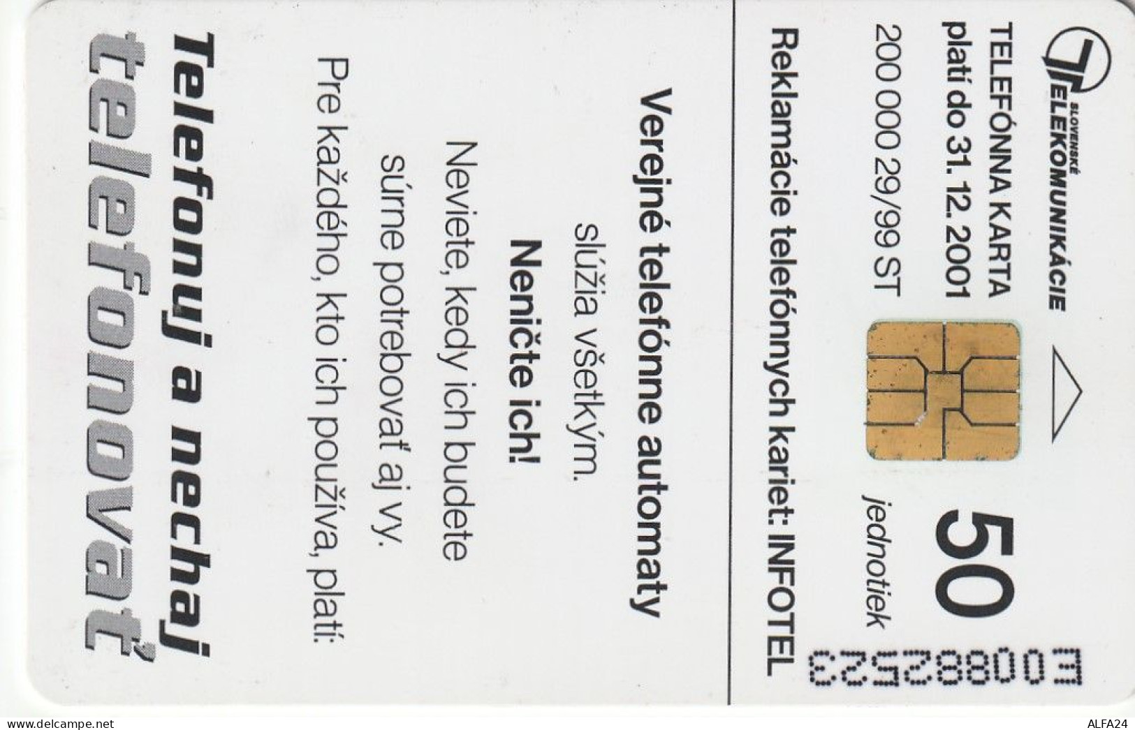 PHONE CARD SLOVACCHIA  (CV1191 - Slovaquie