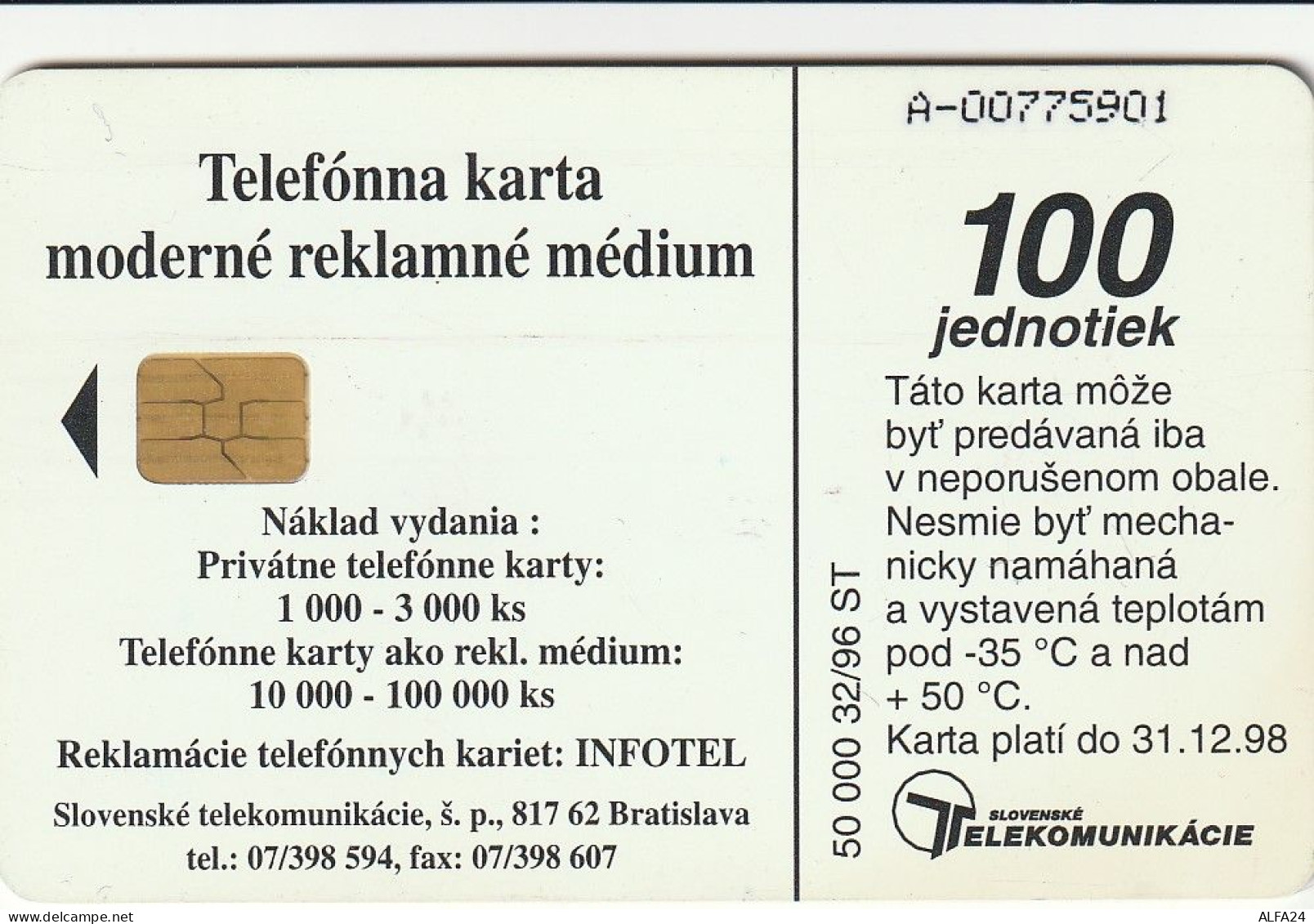PHONE CARD SLOVACCHIA  (CV1162 - Slovaquie