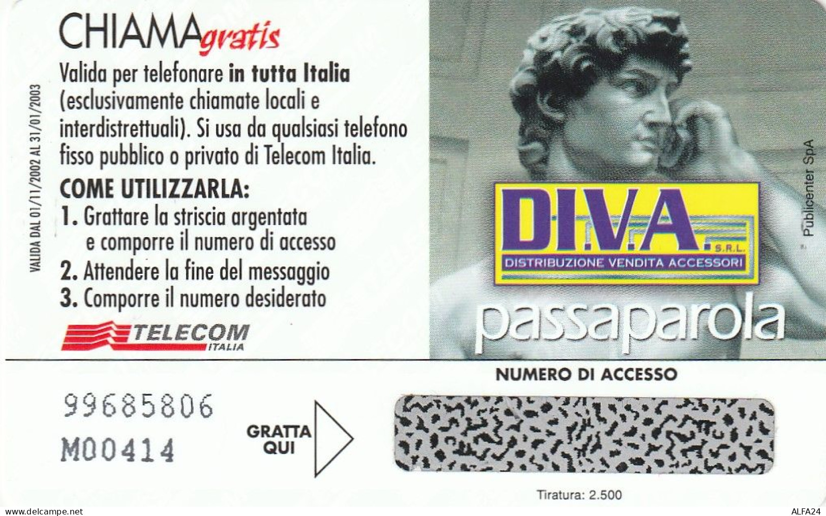 CHIAMAGRATIS MASTER/PROTOTIPO 422 DIVA  (CV1884 - Private-Omaggi