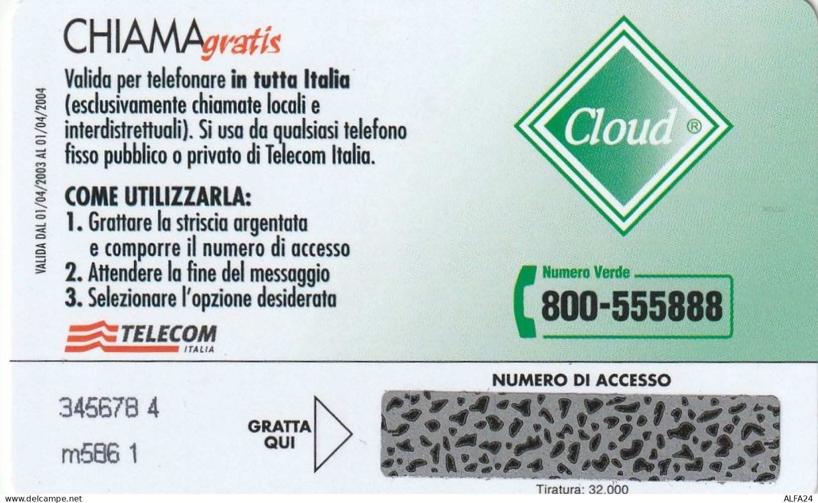 CHIAMAGRATIS MASTER/PROTOTIPO 594 CLOUD  (CV1877 - Private-Omaggi