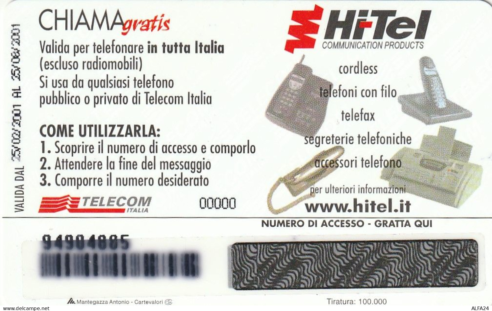 CHIAMAGRATIS MASTER/PROTOTIPO 99 HI-TEL  (CV1874 - Private-Omaggi