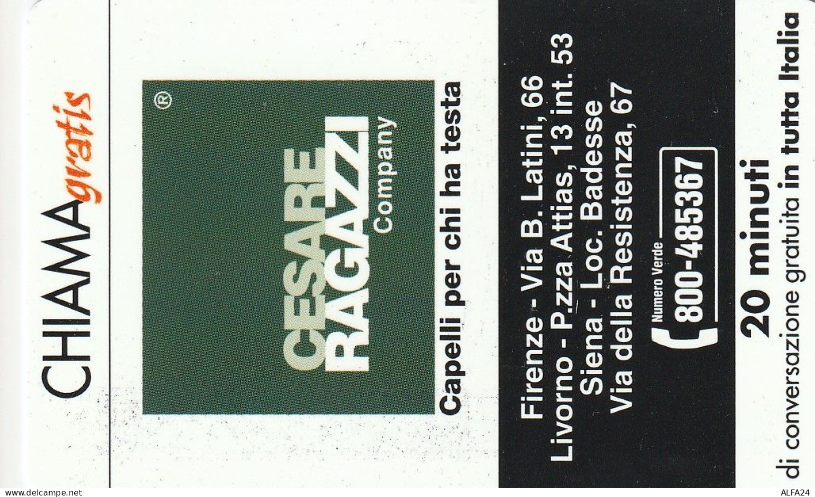 CHIAMAGRATIS MASTER/PROTOTIPO 216 CESARE RAGAZZI  (CV1851 - Private-Omaggi