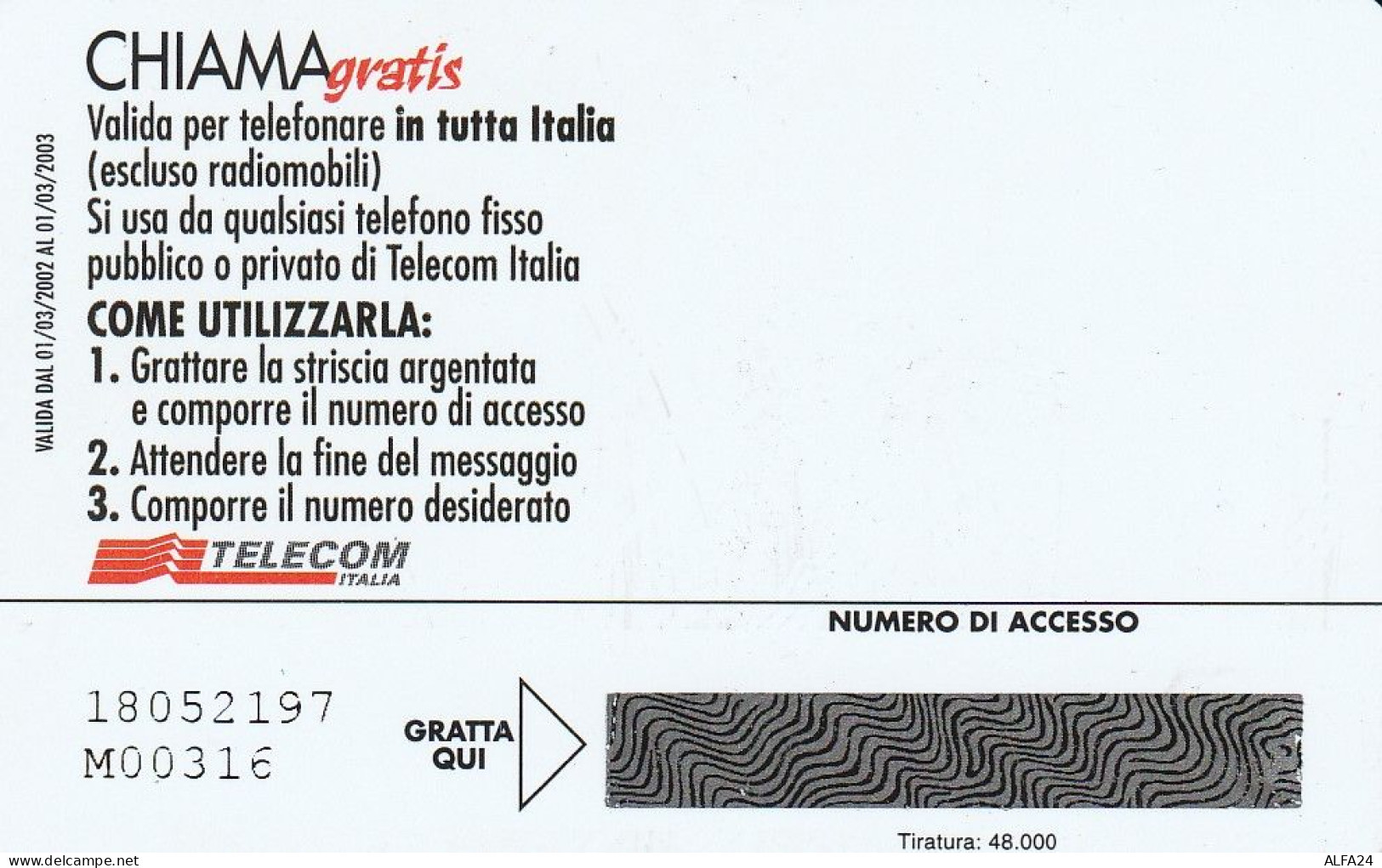 CHIAMAGRATIS MASTER/PROTOTIPO 290 BIANCA  (CV1802 - Private-Omaggi