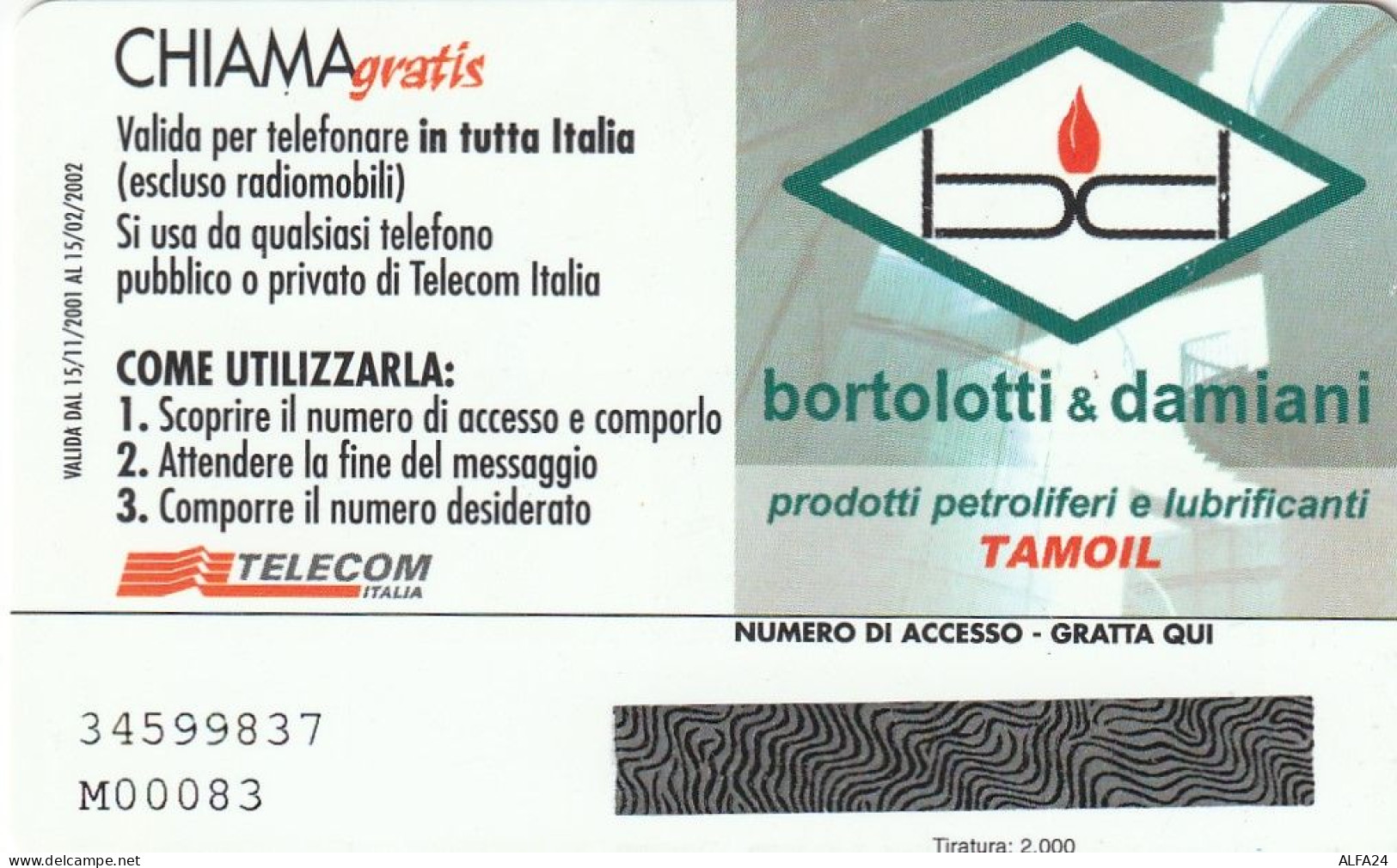 CHIAMAGRATIS MASTER/PROTOTIPO 178 BORTOLOTTI  (CV1779 - Private-Omaggi