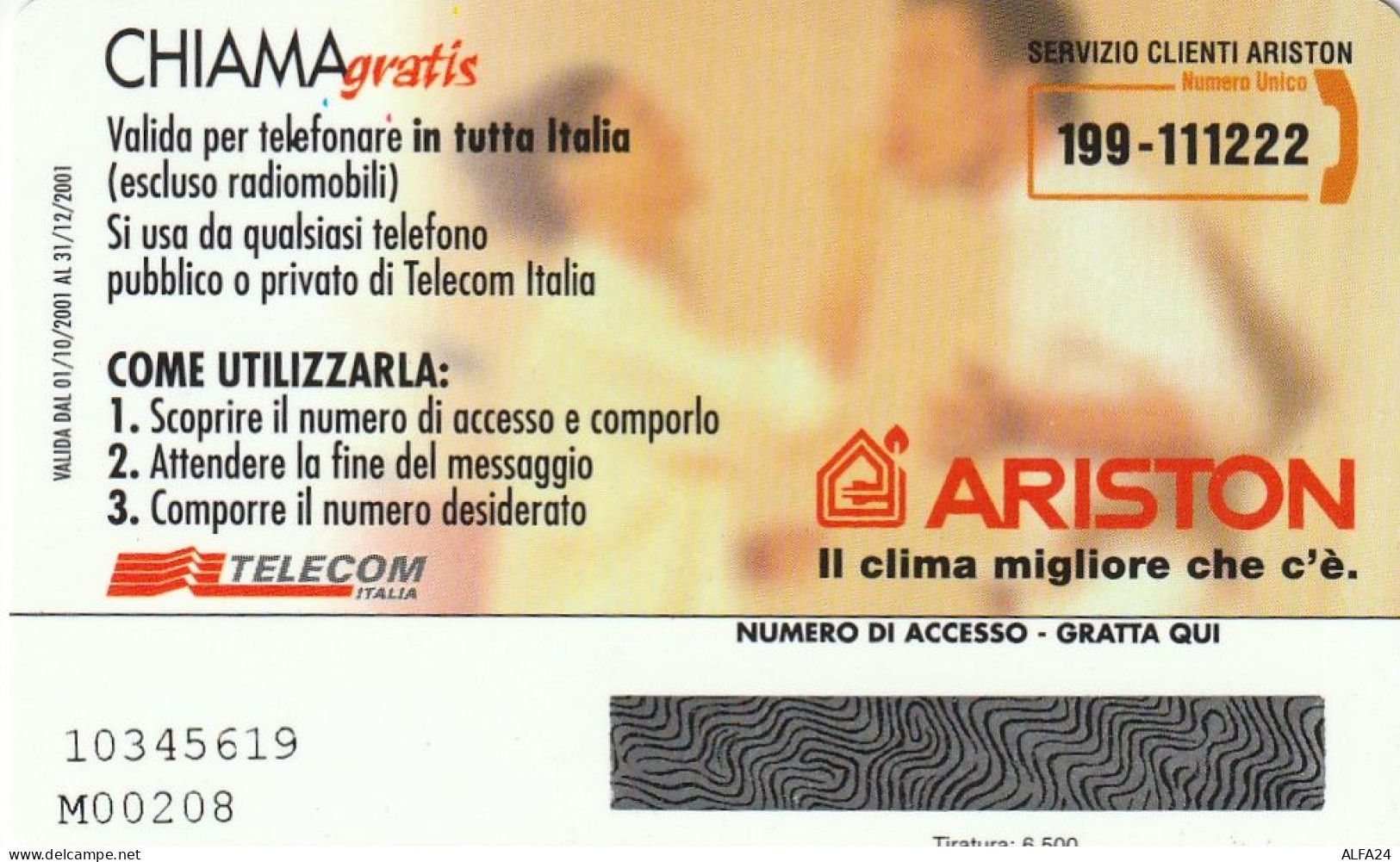 CHIAMAGRATIS MASTER/PROTOTIPO 167 ARISTON  (CV1784 - Private-Omaggi