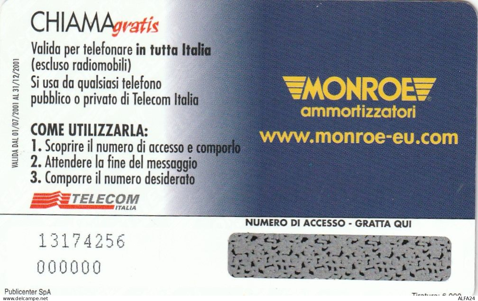 CHIAMAGRATIS MASTER/PROTOTIPO 115 MONROE  (CV1754 - Private-Omaggi