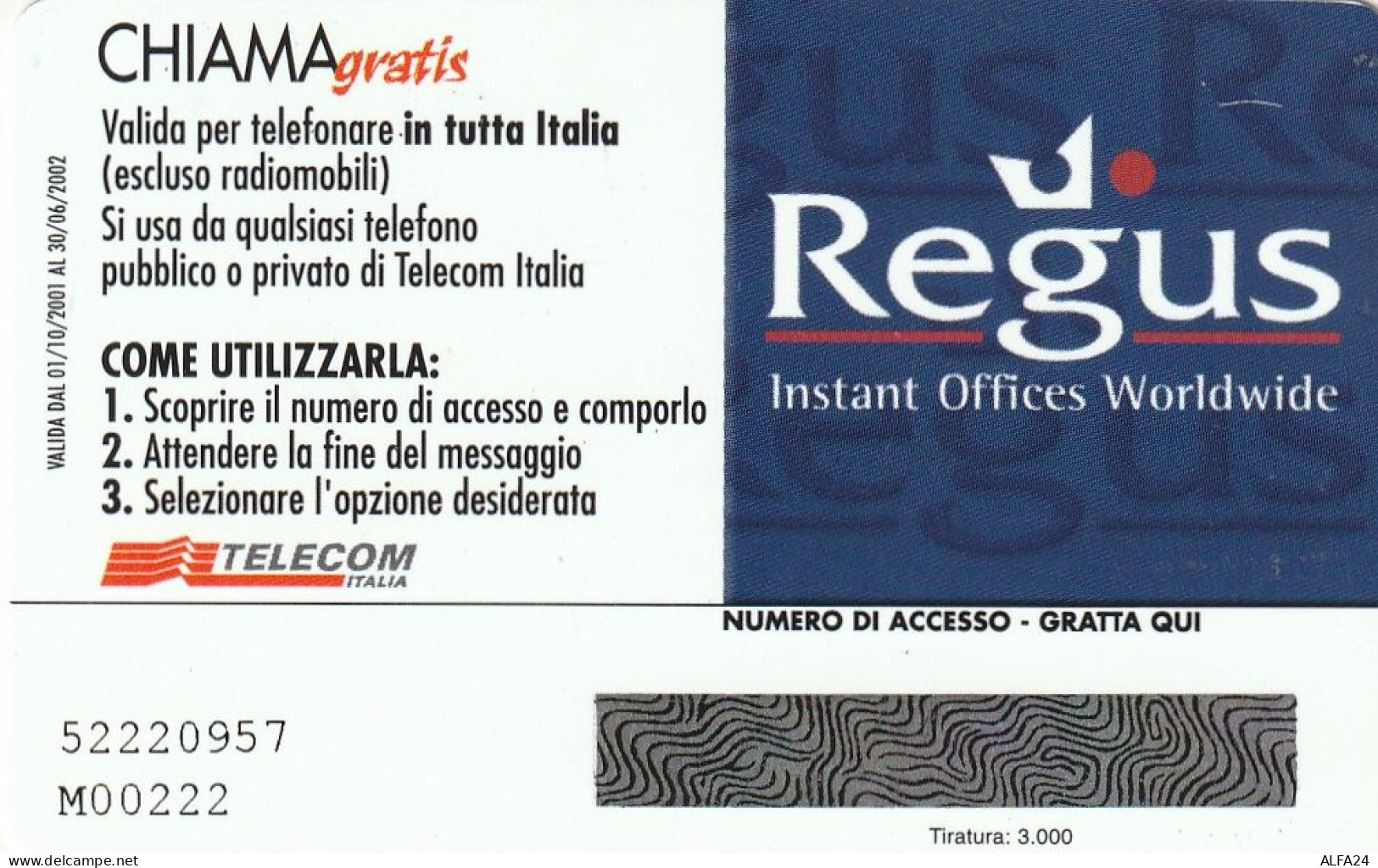 CHIAMAGRATIS MASTER/PROTOTIPO 166 REGUS  (CV1782 - Private-Omaggi