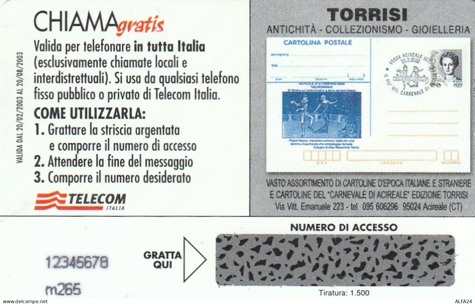 CHIAMAGRATIS MASTER/PROTOTIPO 547 TORRISI  (CV1705 - Private TK - Ehrungen