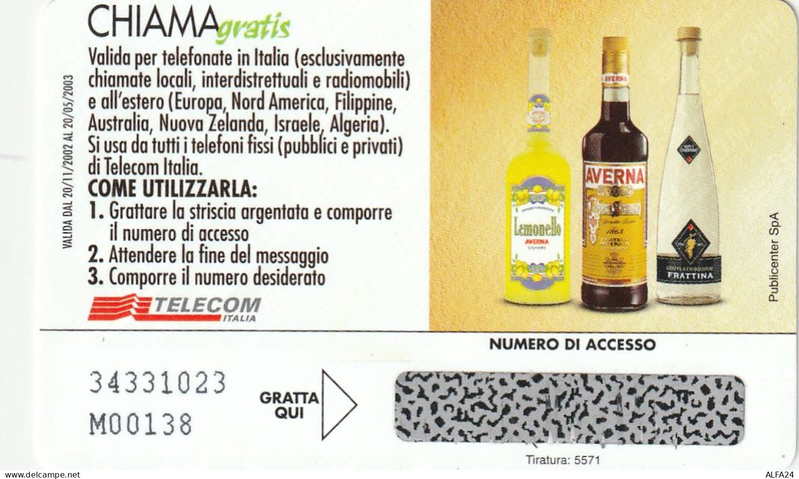 CHIAMAGRATIS MASTER/PROTOTIPO 428 AVERNA  (CV1694 - Private-Omaggi