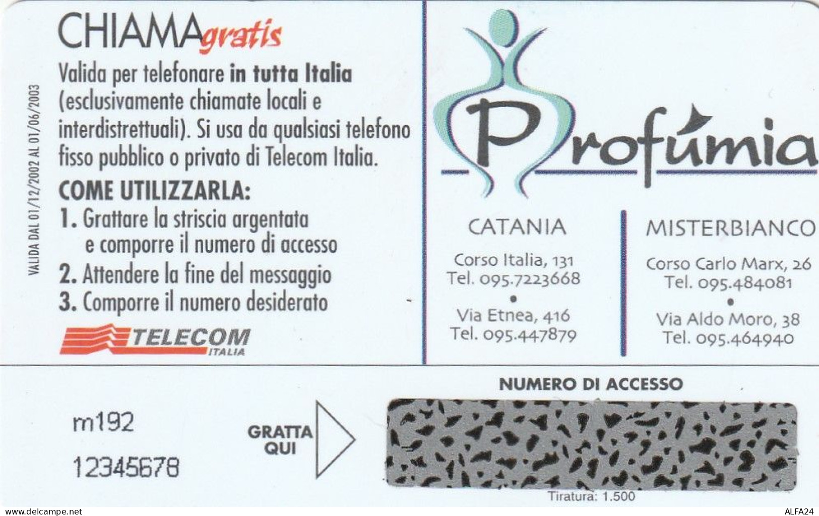 CHIAMAGRATIS MASTER/PROTOTIPO 442 DOLCI PENSIERI  (CV1698 - Private-Omaggi