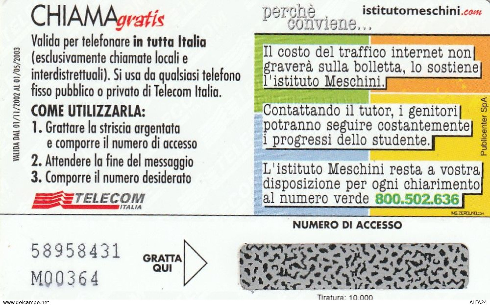 CHIAMAGRATIS MASTER/PROTOTIPO 420 MESCHINI  (CV1695 - Private-Omaggi