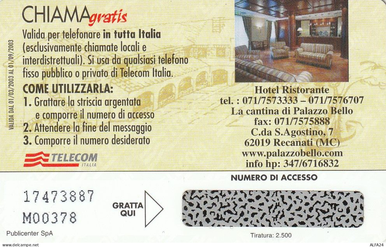 CHIAMAGRATIS MASTER/PROTOTIPO 575 LA CANTINA DI PALAZZO BELLO  (CV1655 - Privadas - Homenaje