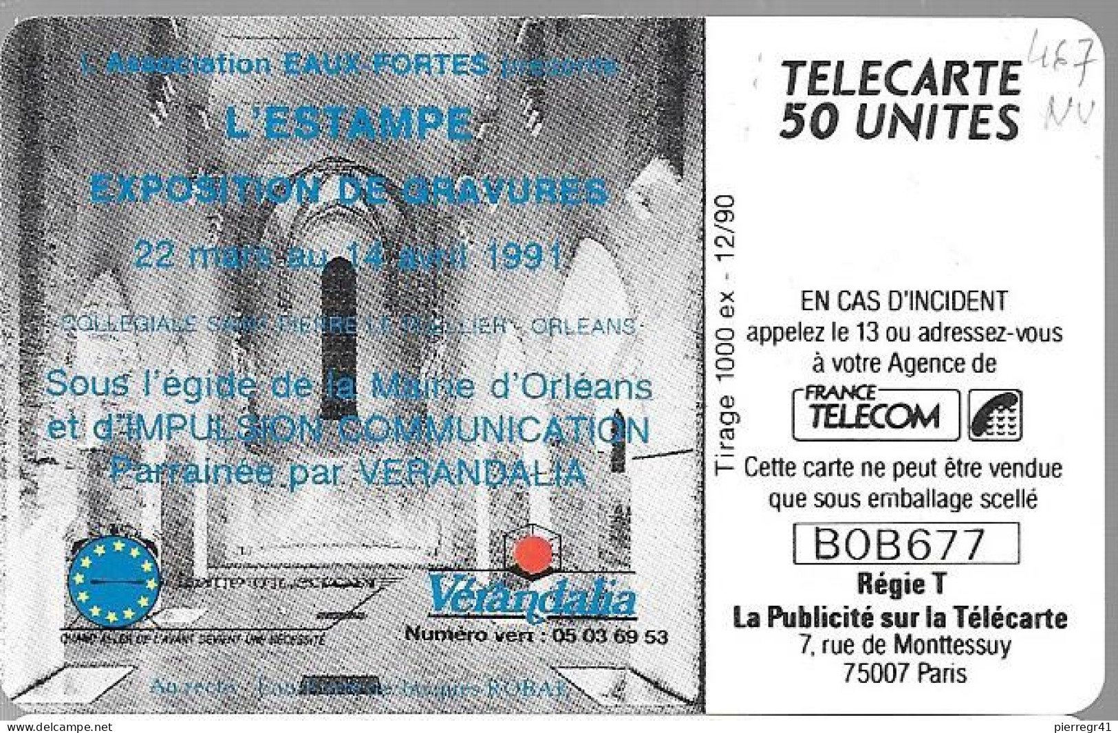 CARTE-PRIVEE-50U-GemA-D467/11/90-L ESTAMPE-R° Glacé-1000Ex-Neuve-TBE/LUXE - Telefoonkaarten Voor Particulieren