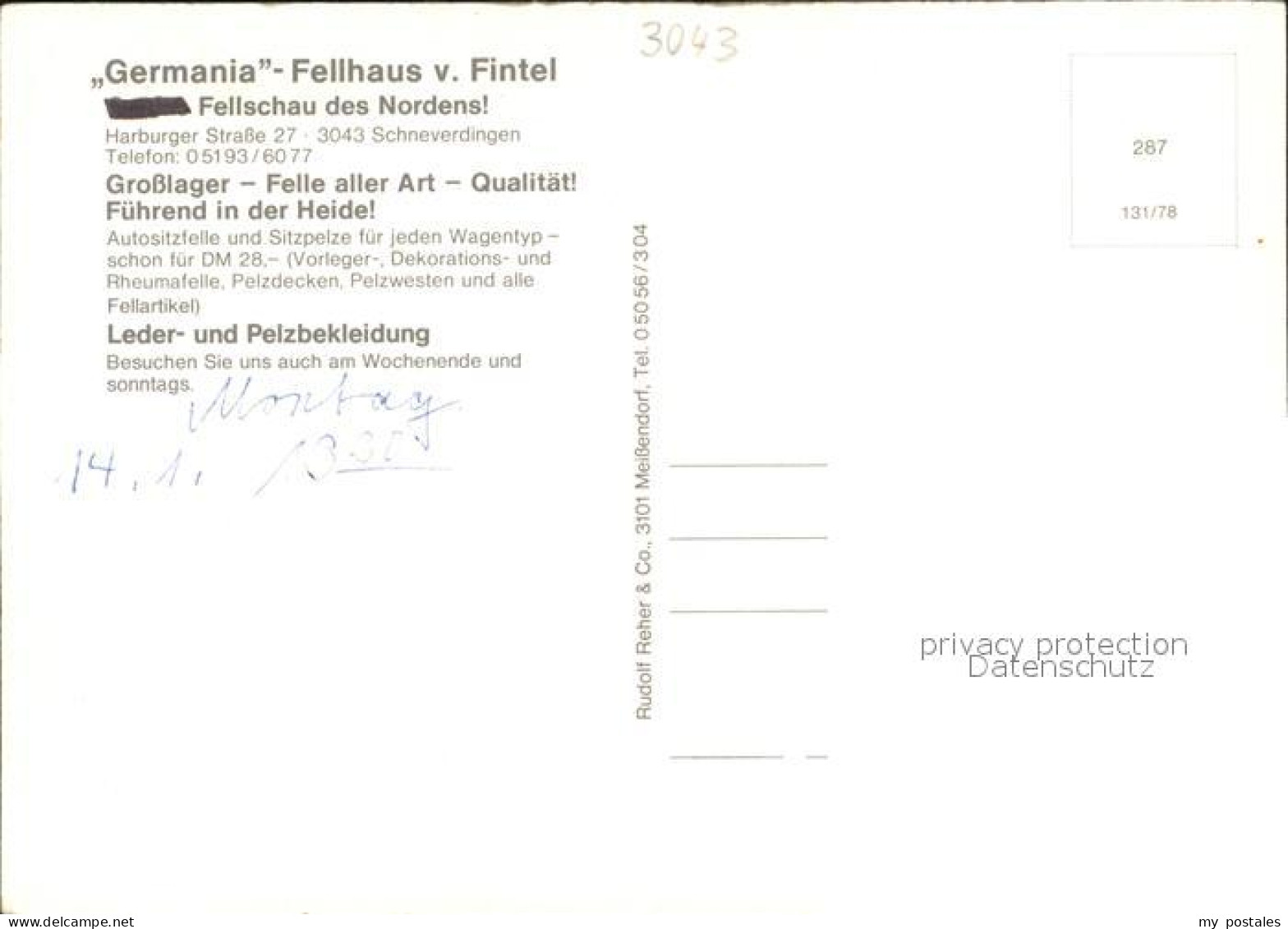 42599950 Schneverdingen Germania Fellhaus Von Fintel Autopelz Grosslager Schneve - Schneverdingen