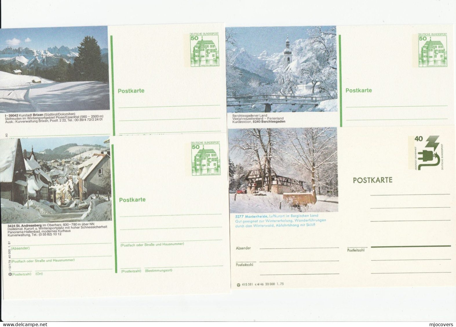 SNOW SCENES Landscapes - 4 Diff Postal STATIONERY Cards Germany Cover Card Winter Weather - Climat & Météorologie