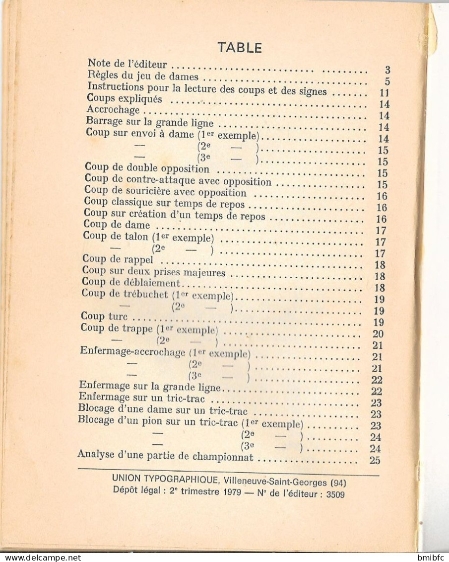 1979 - Règles Du JEU De DAMES - Cours Expliqués - Partie Analysée Par HENRI CHILAND Finaliste Du Tournoi Mondial 1948 - Jeux De Société
