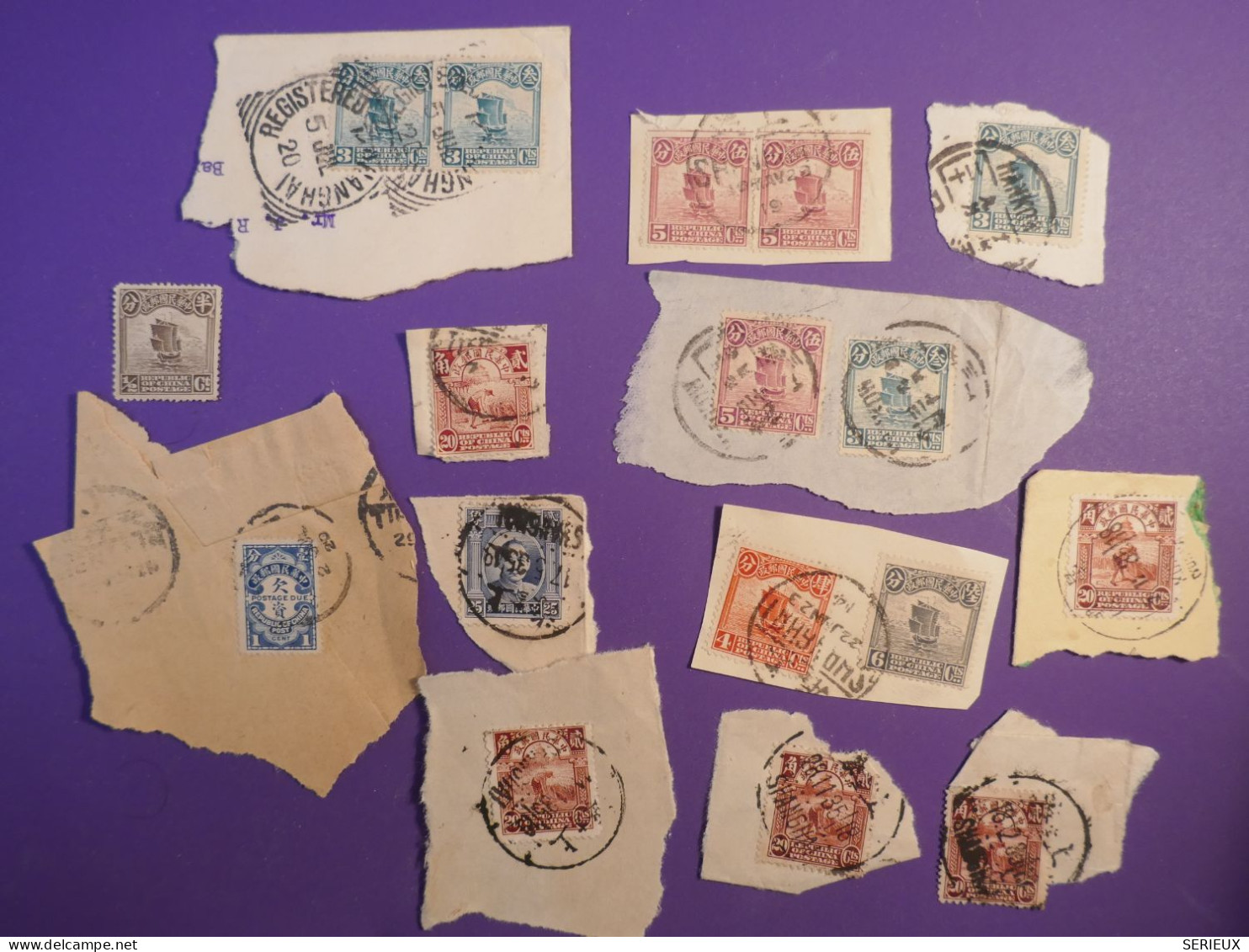 DF2   CHINA   SUR FRAGMENTS LETTRES  +OBLITERATIONS   +AFF. INTERESSANT + - 1912-1949 Republik