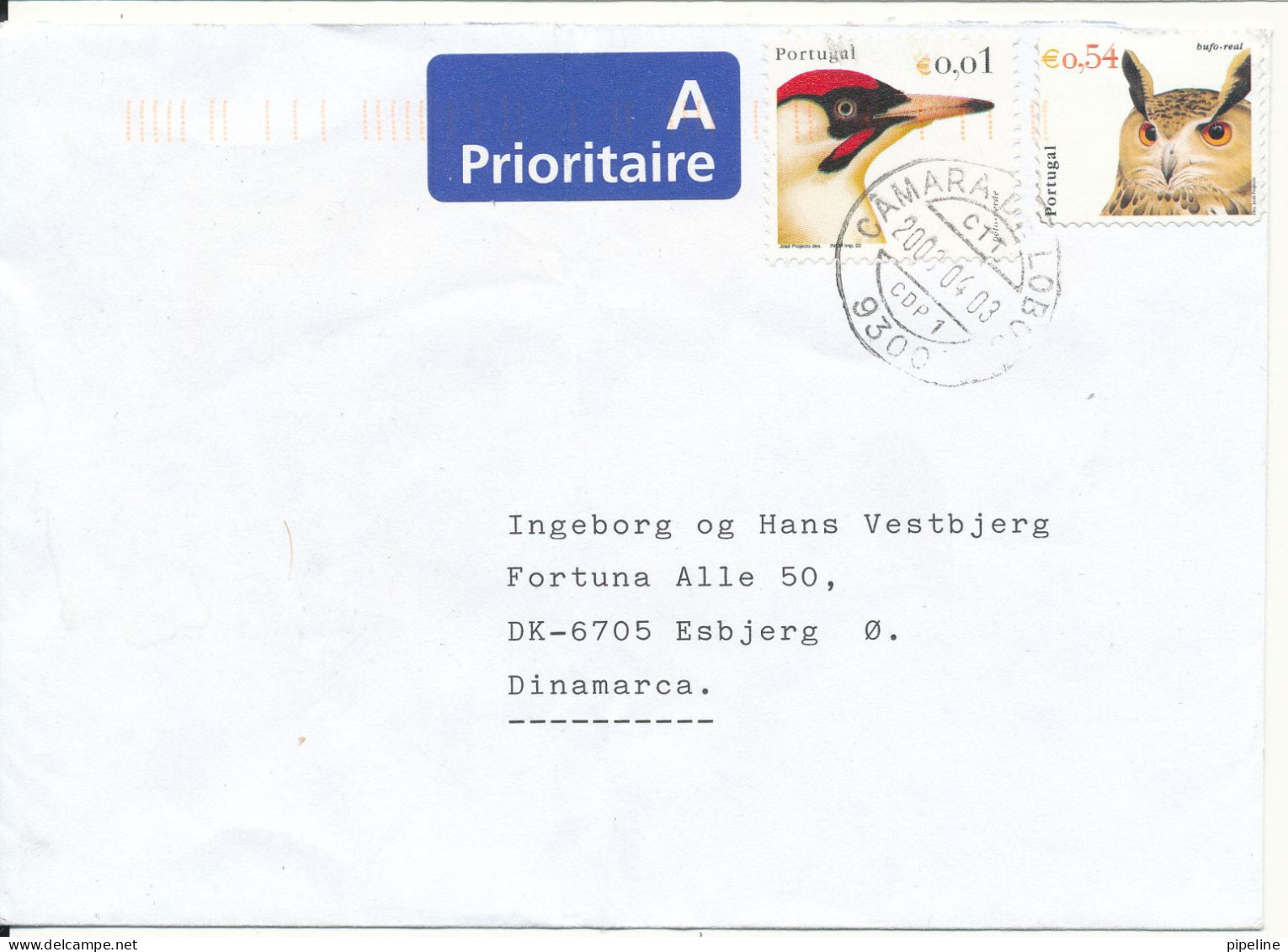 Portugal Cover Sent To Denmark 3-4-2003 ?? Topic Stamps BIRDS Bended Cover - Lettres & Documents