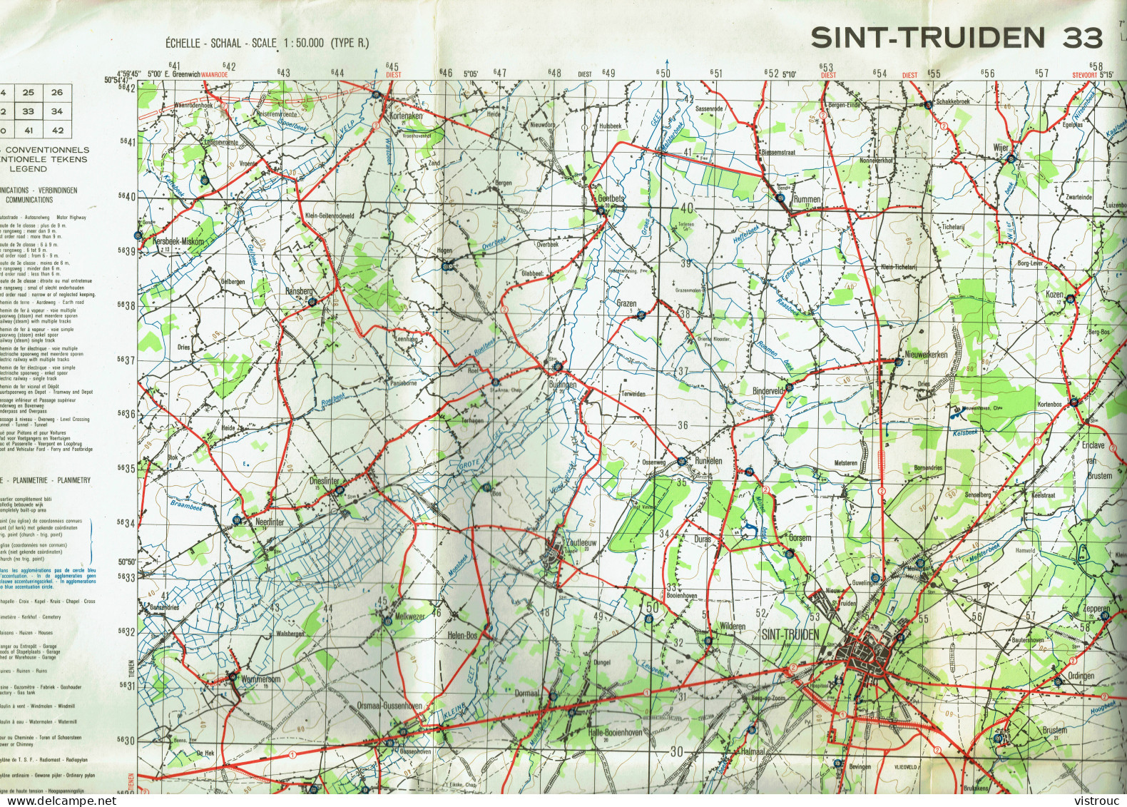 Institut Géographique Militaire Be - "SAINT-TROND - SINT-TRUIDEN" - N° 33 - Edition: 1964 - Echelle 1/50.000 - Topographische Karten